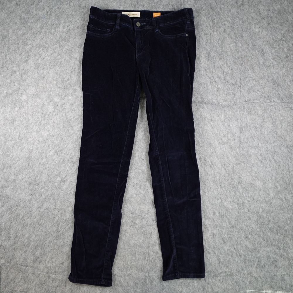 Pilcro Pant Women 29 Navy Serif Velvet Skinny Stretch Pocket Anthropologie